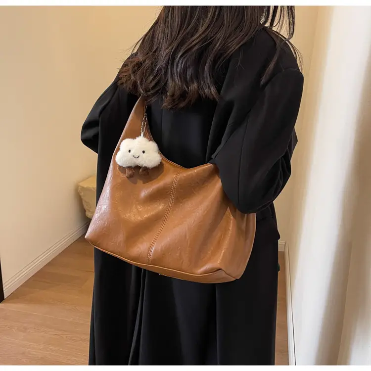 Brown One-Shoulder Bucket Bag for Women — feature 27