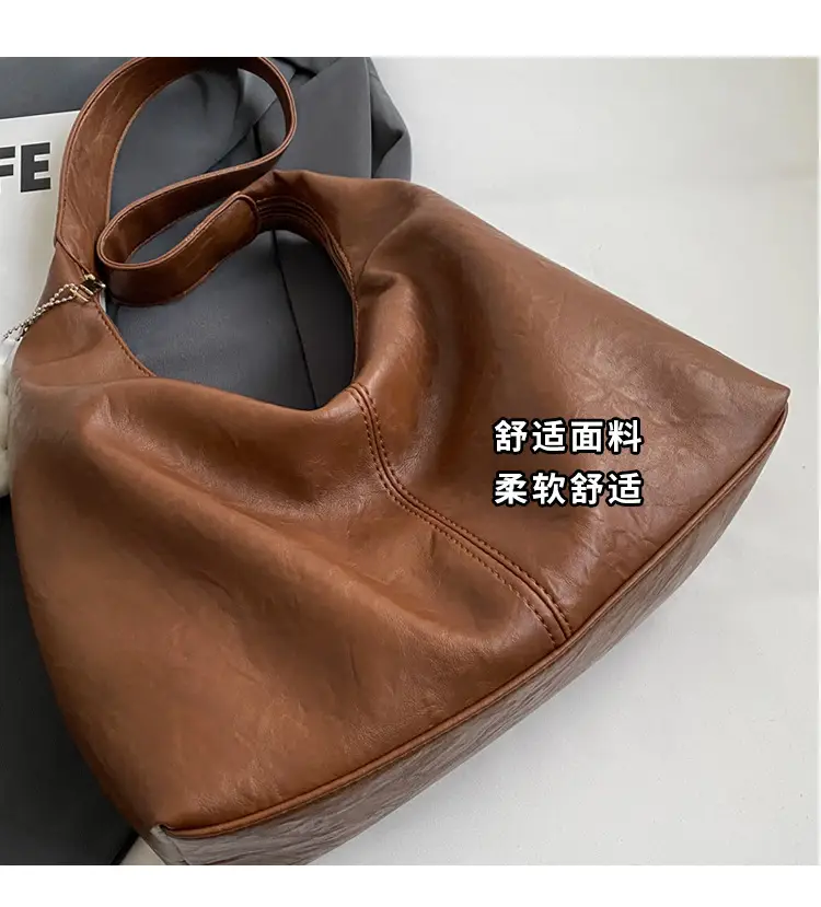 Brown One-Shoulder Bucket Bag for Women — feature 6