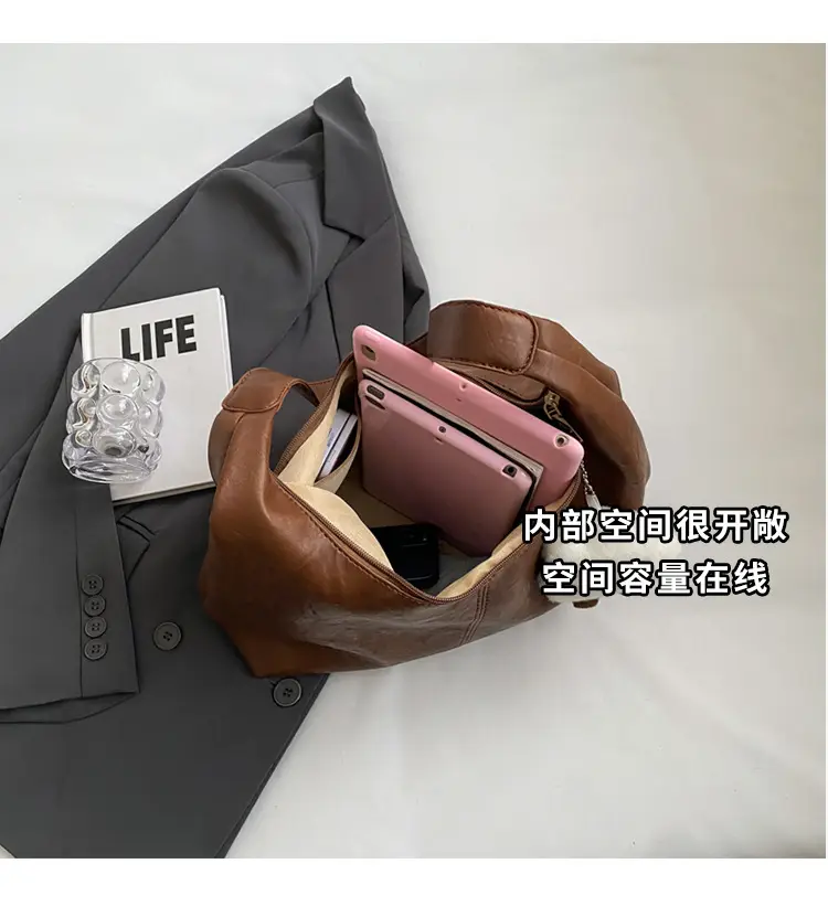 Brown One-Shoulder Bucket Bag for Women — feature 8