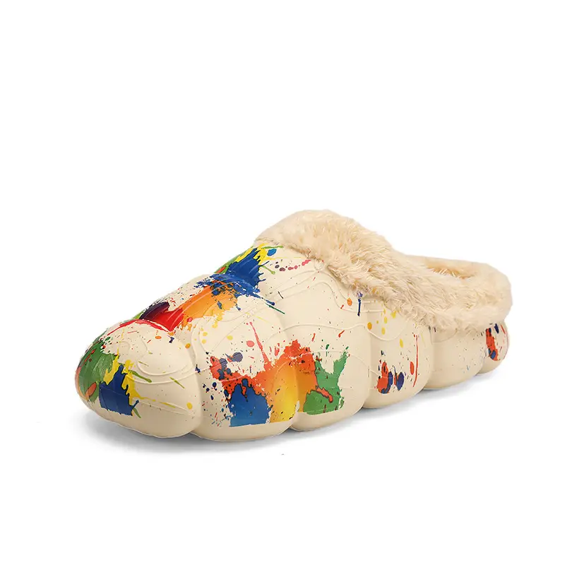 Drooping feeling fleece-lined warm cotton-padded shoes men's cotton-padded slippers women's autumn and winter indoor couple's woolen slippers men's fashion cross-border - Image 5