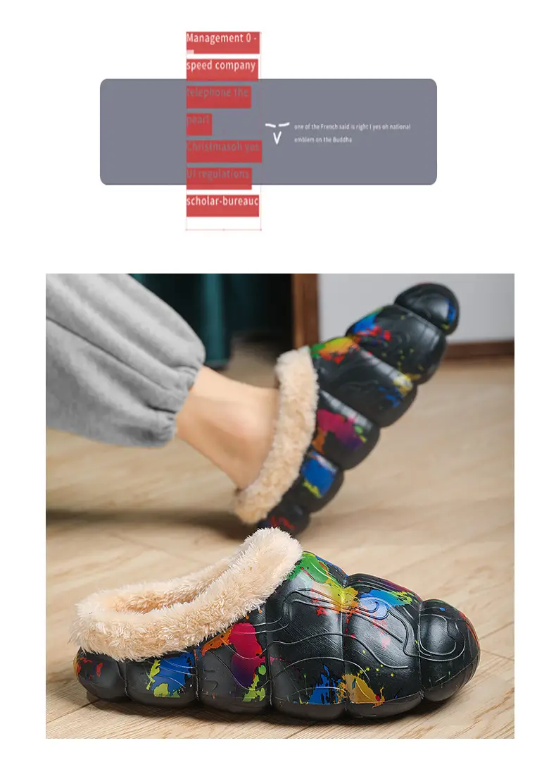 Drooping feeling fleece-lined warm cotton-padded shoes men's cotton-padded slippers women's autumn and winter indoor couple's woolen slippers men's fashion cross-border — feature 10
