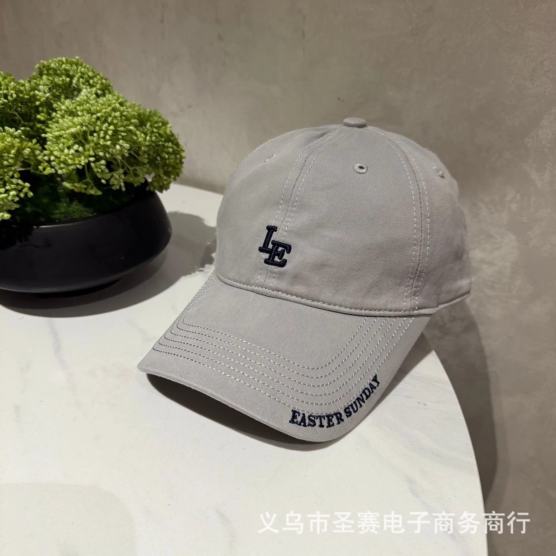 Women Baseball Cap Pink Grey Korean Style Casual Sunshade Cap - Image 2