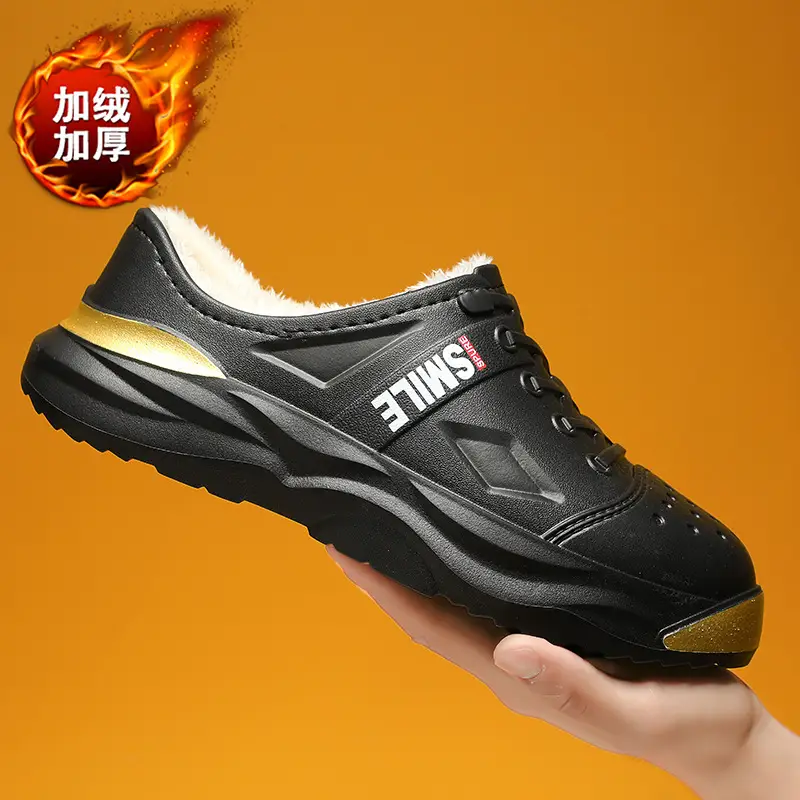 Waterproof cotton shoes men's cross-border new cotton slippers bag heel winter indoor home drooping feeling fleece-lined warm slippers - Image 4