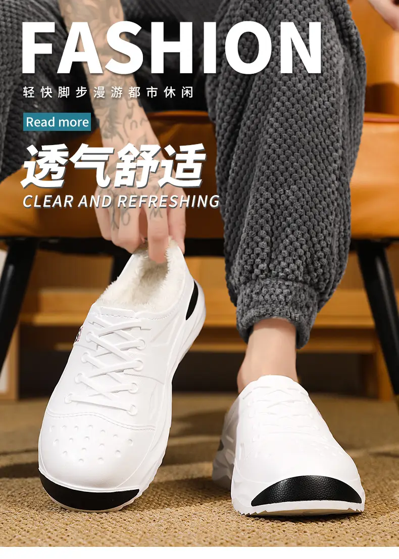 Waterproof cotton shoes men's cross-border new cotton slippers bag heel winter indoor home drooping feeling fleece-lined warm slippers — feature 1