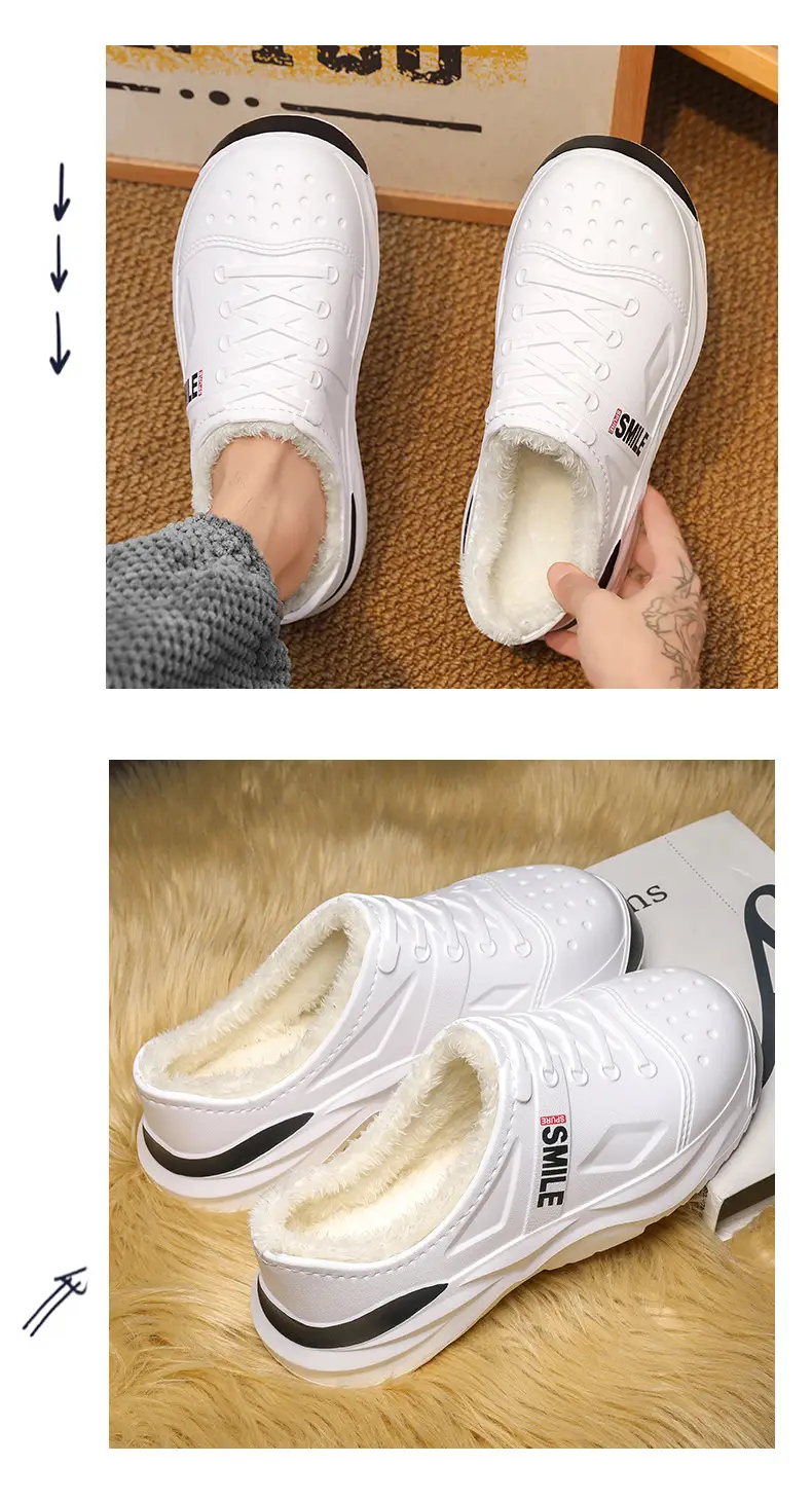 Waterproof cotton shoes men's cross-border new cotton slippers bag heel winter indoor home drooping feeling fleece-lined warm slippers — feature 11