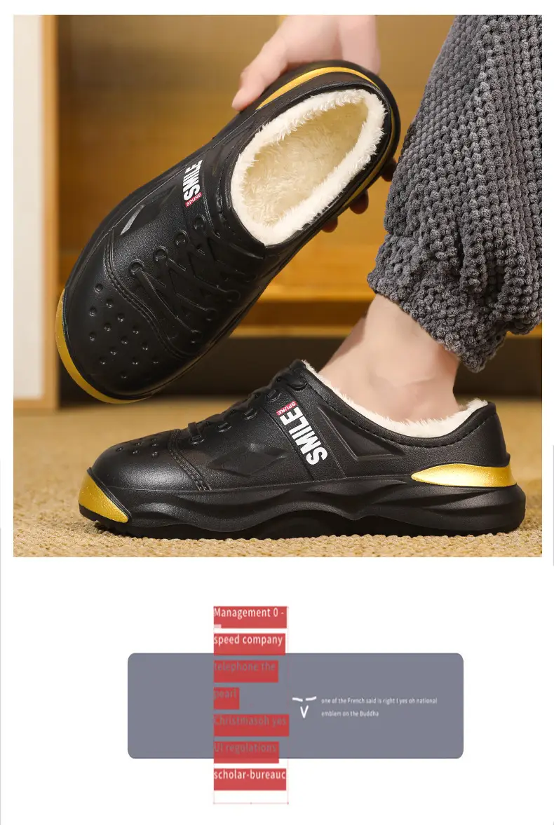 Waterproof cotton shoes men's cross-border new cotton slippers bag heel winter indoor home drooping feeling fleece-lined warm slippers — feature 15