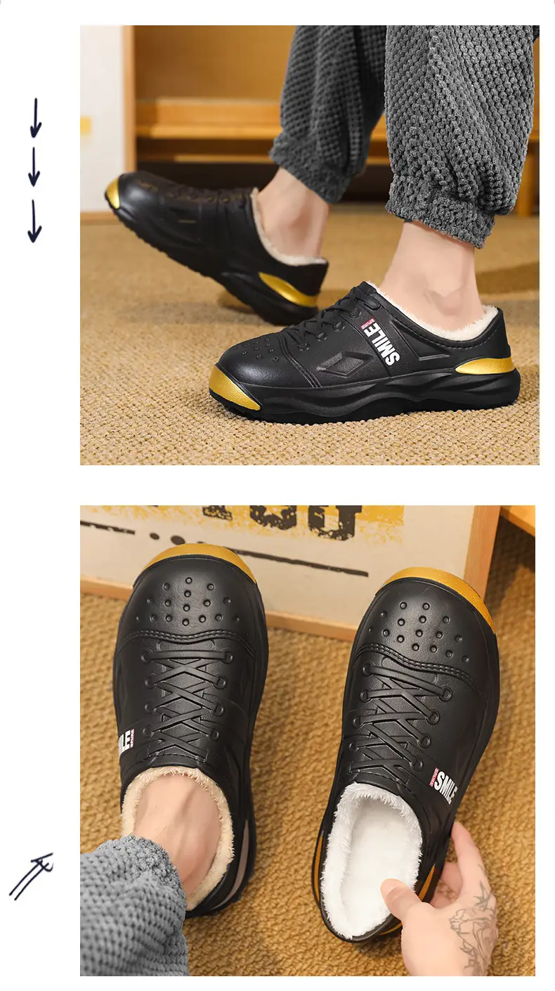 Waterproof cotton shoes men's cross-border new cotton slippers bag heel winter indoor home drooping feeling fleece-lined warm slippers — feature 16