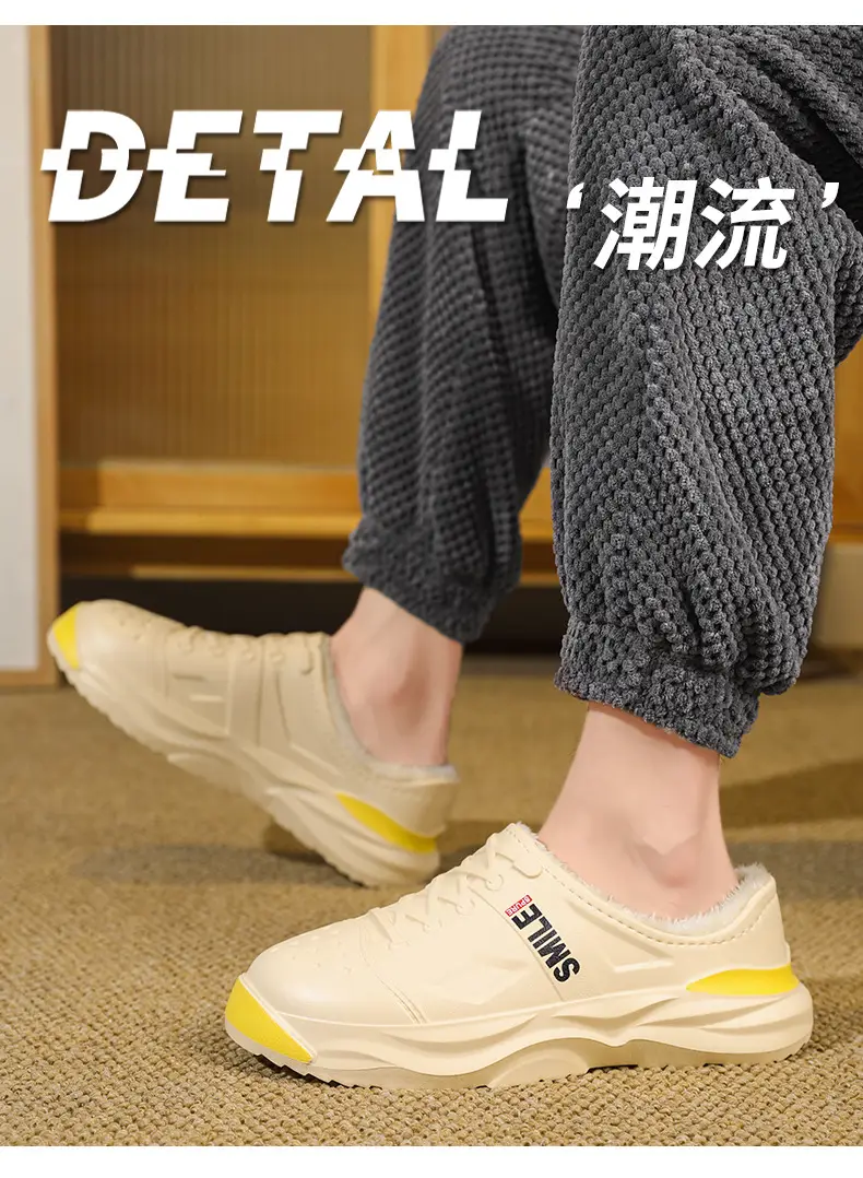 Waterproof cotton shoes men's cross-border new cotton slippers bag heel winter indoor home drooping feeling fleece-lined warm slippers — feature 2