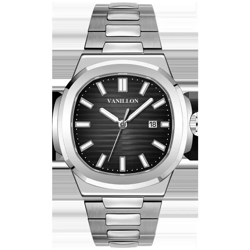 Men's Tourbillon Waterproof Watch Silver Blue Dial - Image 2