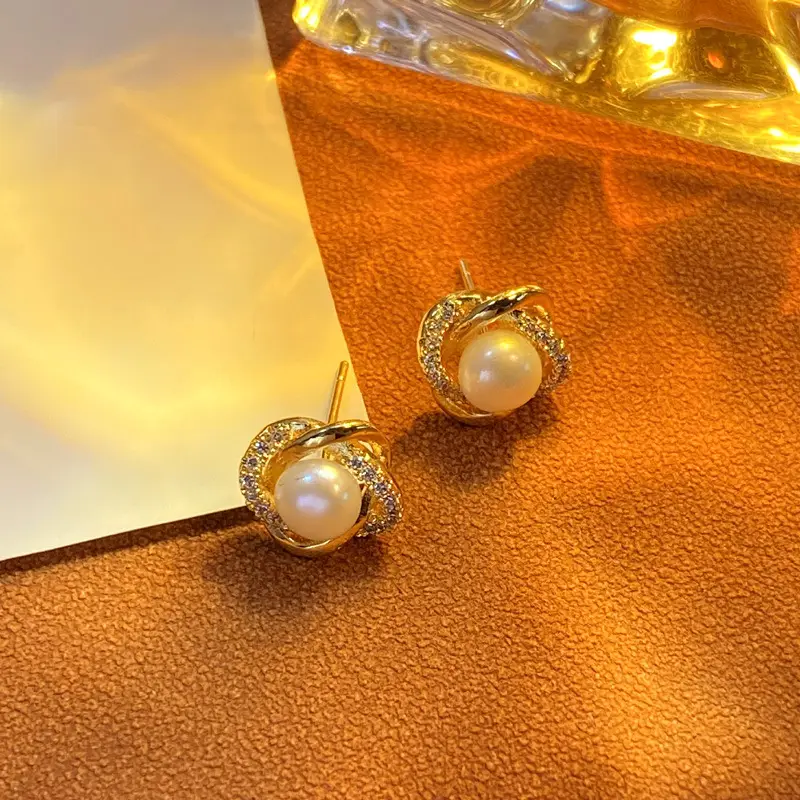 18k Gold Plated Pearl Twisted Earrings for Women — feature 4