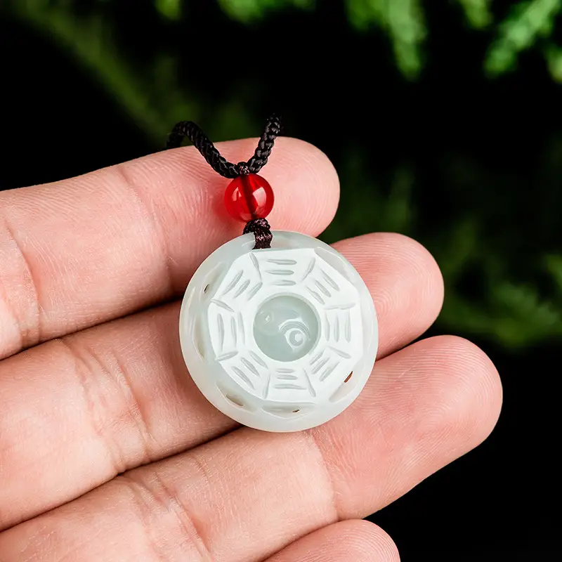Natural Burma Jade Taiji Bagua Pendant Ice