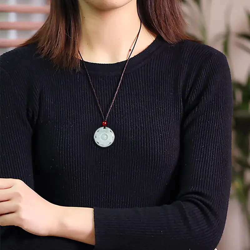 Natural Burma Jade Taiji Bagua Pendant Ice