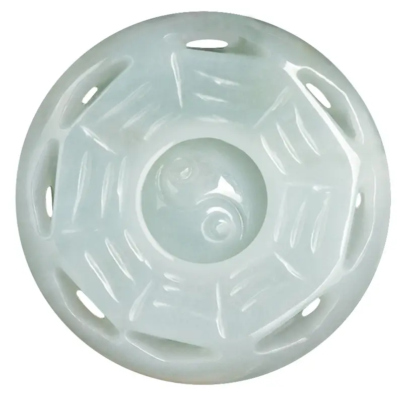 Natural Burma Jade Taiji Bagua Pendant Ice