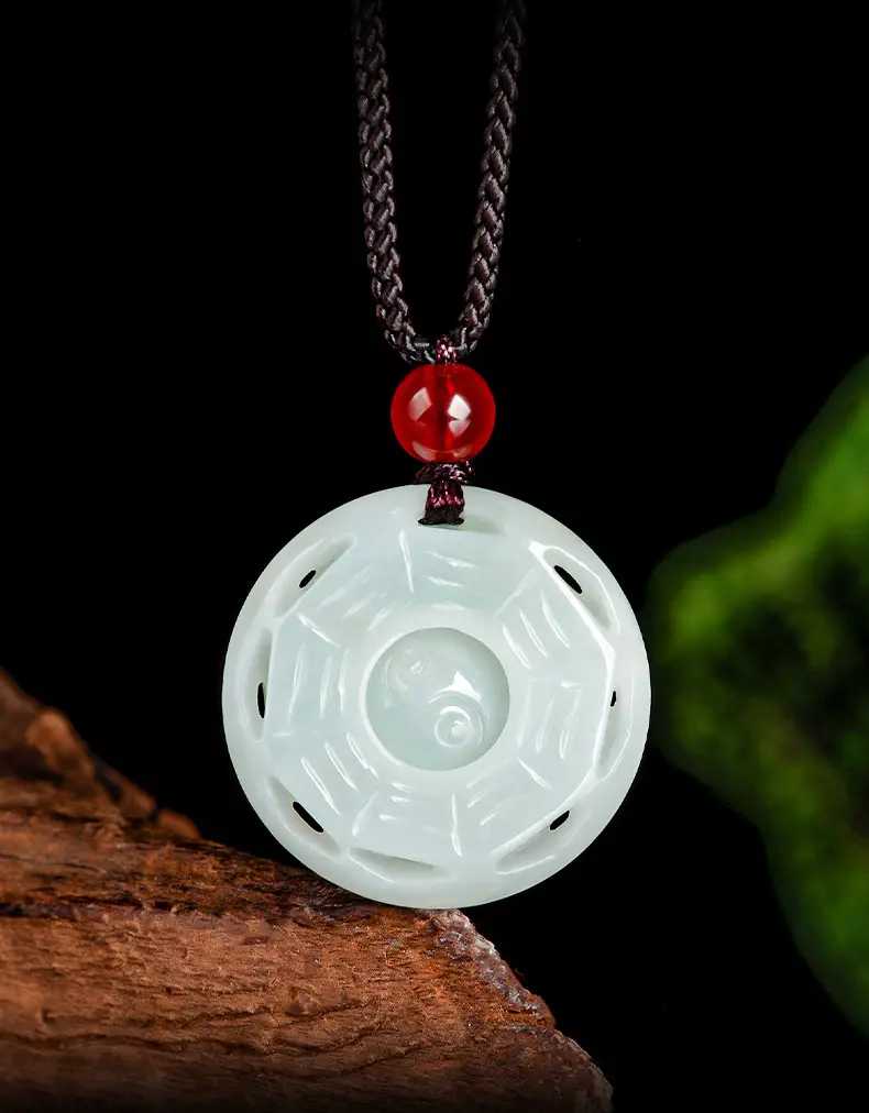 Natural Burma Jade Taiji Bagua Pendant Ice — feature 2