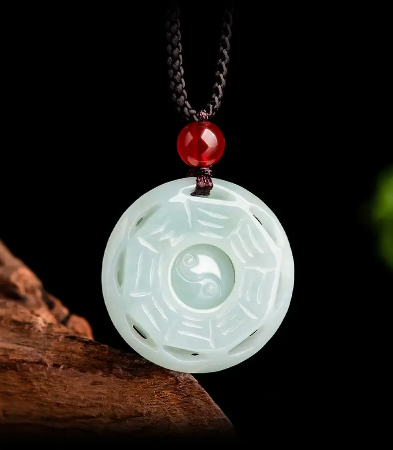 Natural Burma Jade Taiji Bagua Pendant Ice — feature 4