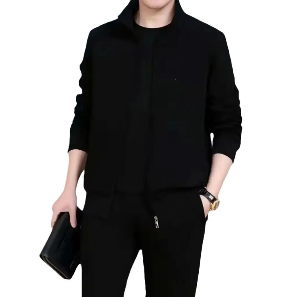 Men's Grey Sweatshirt Running Suit Autumn Winter Casual Two Piece Set - Image 6