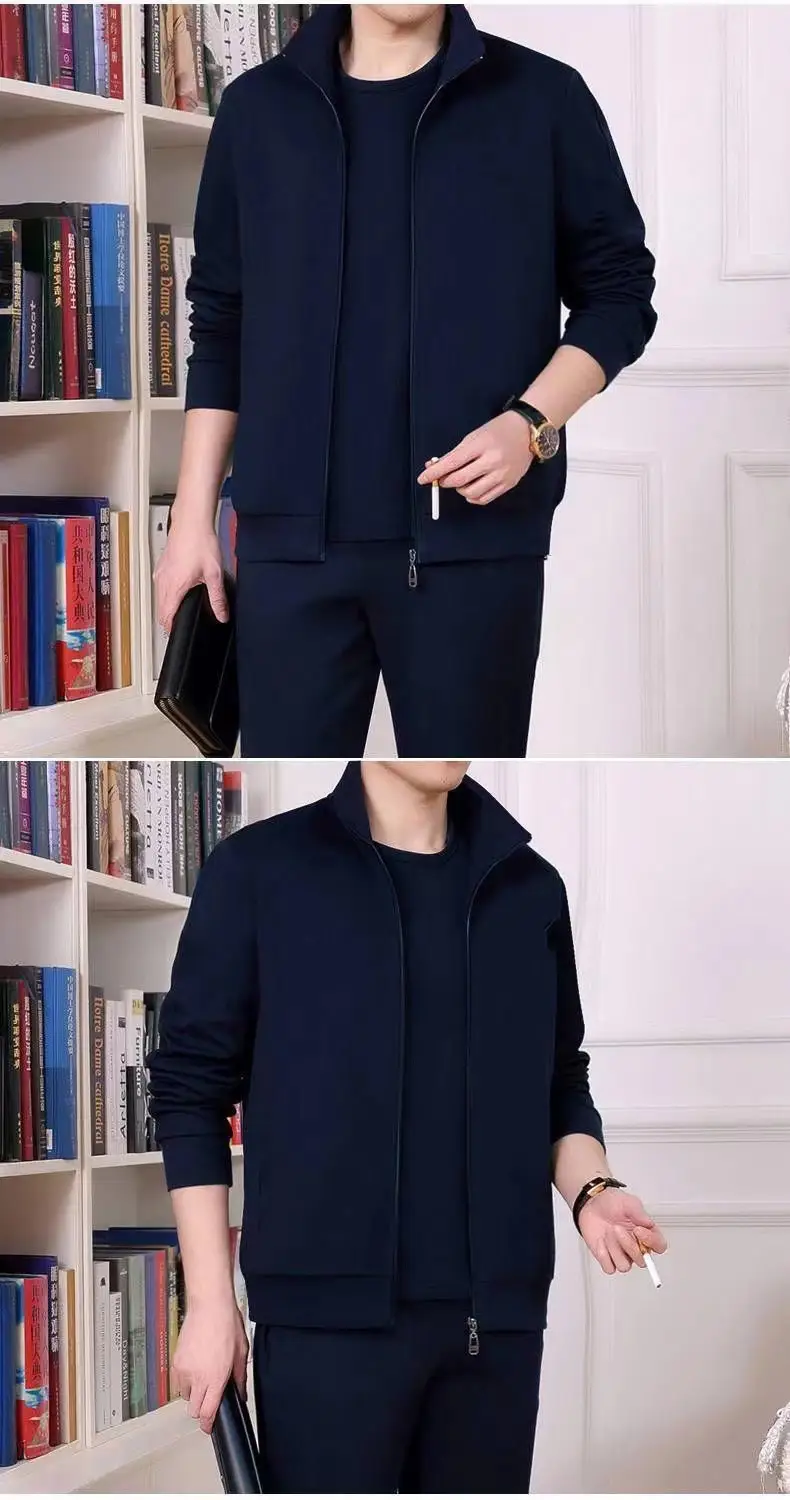 Men's Grey Sweatshirt Running Suit Autumn Winter Casual Two Piece Set — feature 10