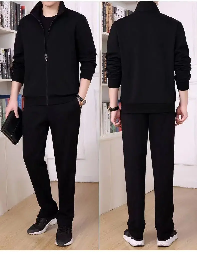 Men's Grey Sweatshirt Running Suit Autumn Winter Casual Two Piece Set — feature 12