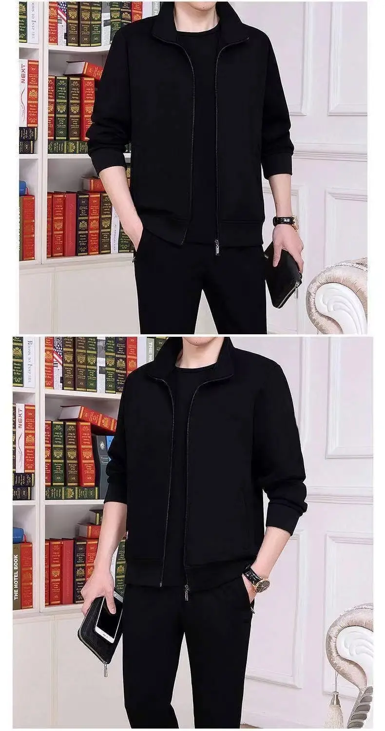 Men's Grey Sweatshirt Running Suit Autumn Winter Casual Two Piece Set — feature 7