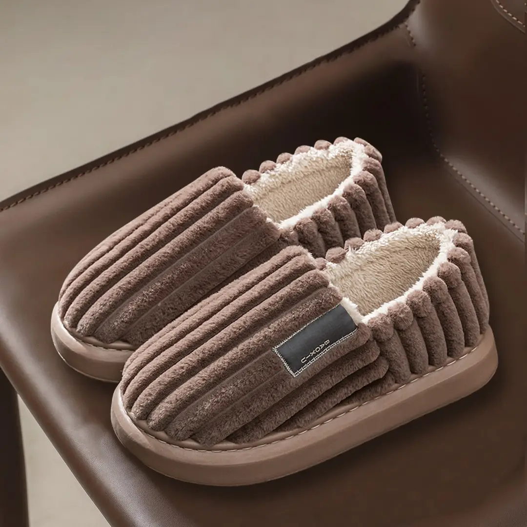 plus size Slippers Men's Cotton Slippers Winter Indoor Household Thickened Plush Warm Shoes Home Bag Heel Men's Cotton Shoes Winter - Image 6
