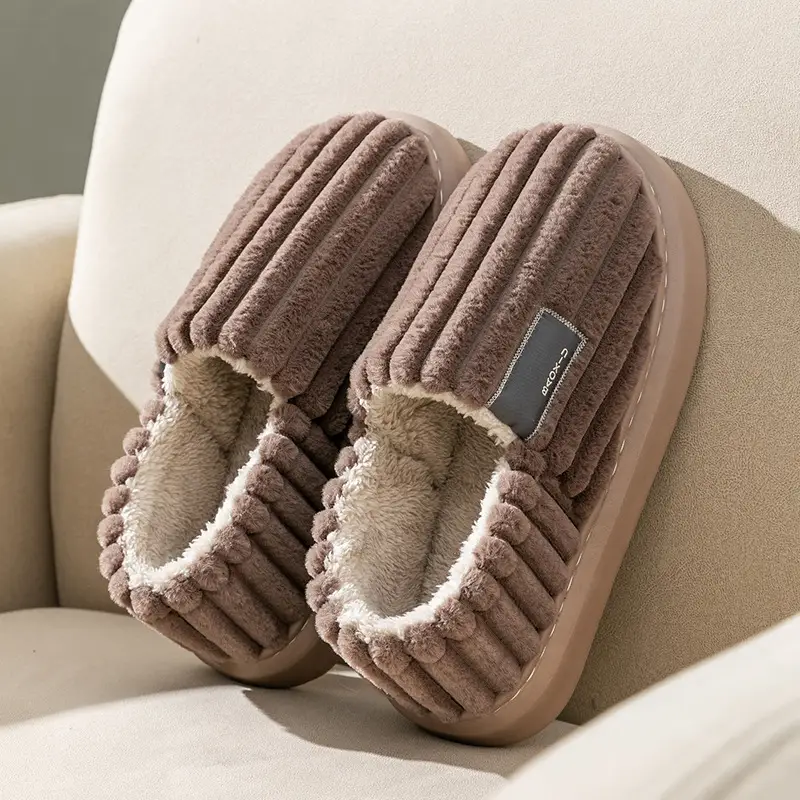 plus size Slippers Men's Cotton Slippers Winter Indoor Household Thickened Plush Warm Shoes Home Bag Heel Men's Cotton Shoes Winter - Image 7