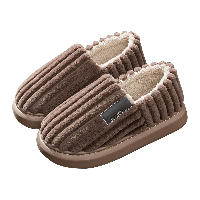 plus size Slippers Men's Cotton Slippers Winter Indoor Household Thickened Plush Warm Shoes Home Bag Heel Men's Cotton Shoes Winter - Image 10
