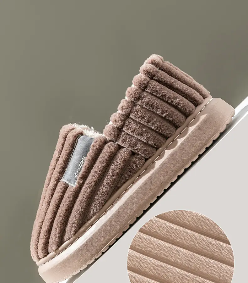 plus size Slippers Men's Cotton Slippers Winter Indoor Household Thickened Plush Warm Shoes Home Bag Heel Men's Cotton Shoes Winter — feature 10
