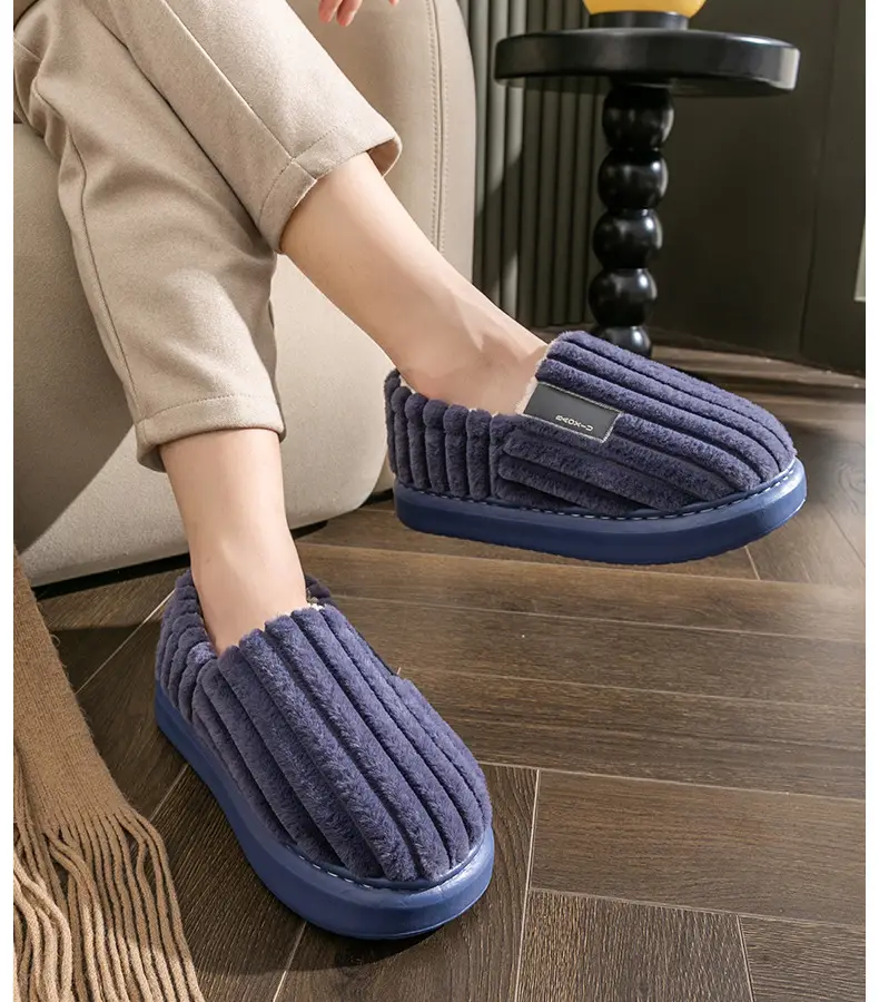 plus size Slippers Men's Cotton Slippers Winter Indoor Household Thickened Plush Warm Shoes Home Bag Heel Men's Cotton Shoes Winter — feature 19