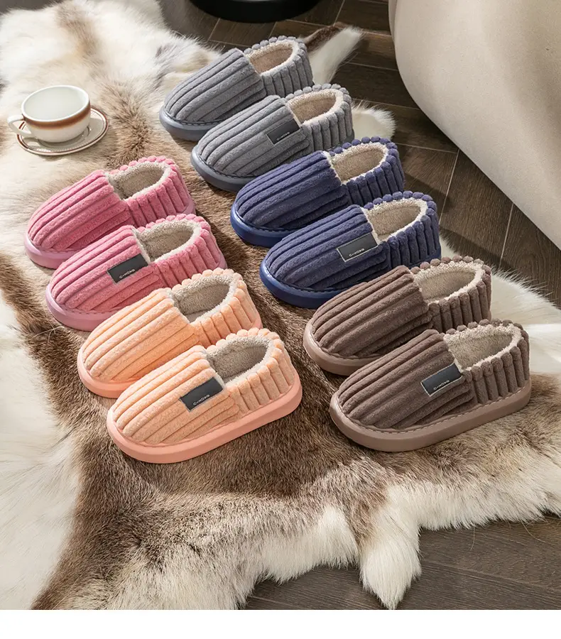 plus size Slippers Men's Cotton Slippers Winter Indoor Household Thickened Plush Warm Shoes Home Bag Heel Men's Cotton Shoes Winter — feature 27
