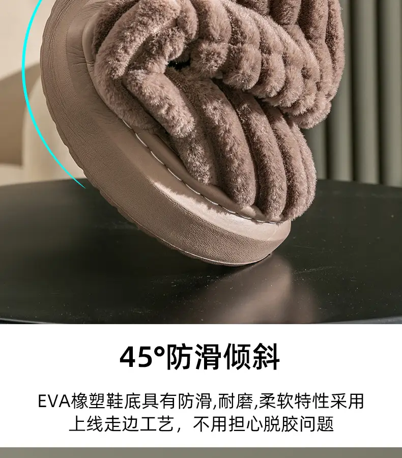 plus size Slippers Men's Cotton Slippers Winter Indoor Household Thickened Plush Warm Shoes Home Bag Heel Men's Cotton Shoes Winter — feature 9