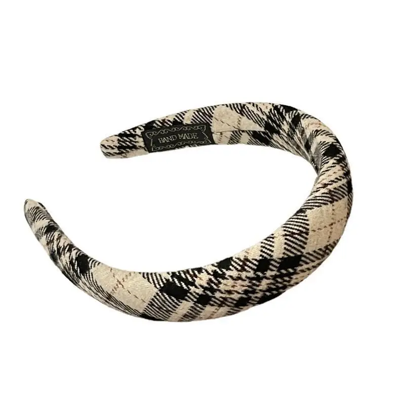 Retro British Plaid Sponges Skull Top Headband Wholesale