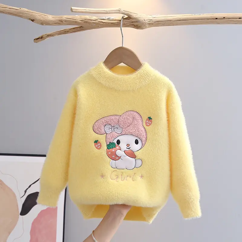 Pink Plush Crewneck Sweater for Girls Baby Girls Winter - Image 7