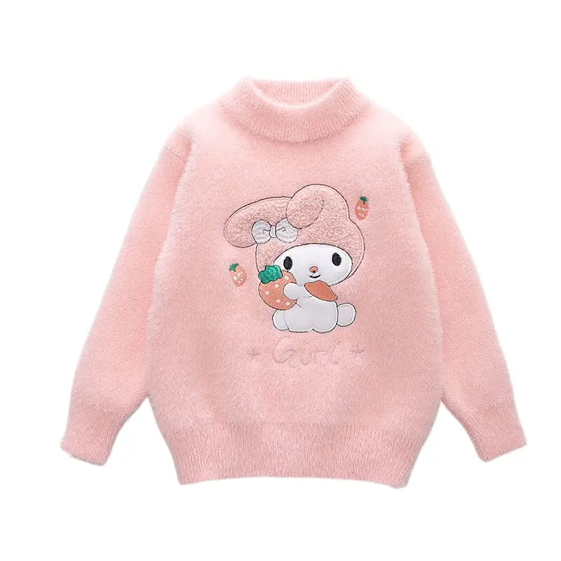 Pink Plush Crewneck Sweater for Girls Baby Girls Winter - Image 8