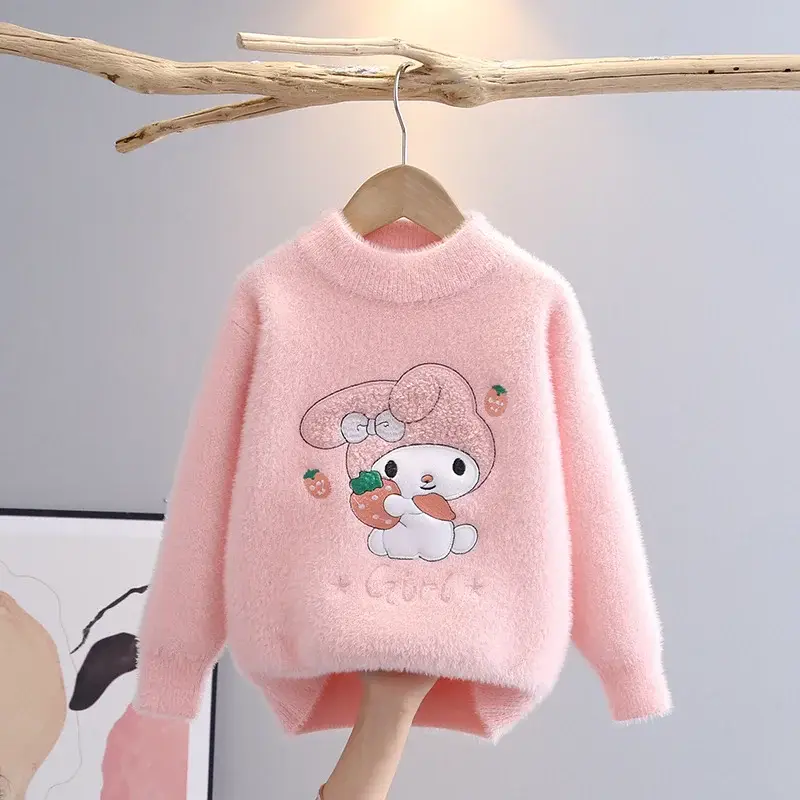 Pink Plush Crewneck Sweater for Girls Baby Girls Winter — feature 1