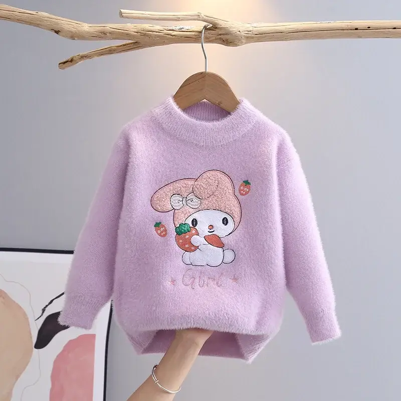 Pink Plush Crewneck Sweater for Girls Baby Girls Winter — feature 13