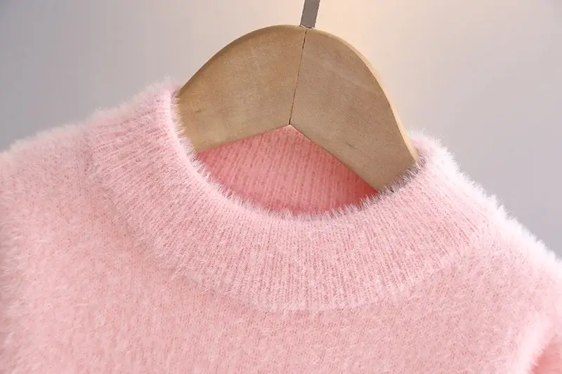 Pink Plush Crewneck Sweater for Girls Baby Girls Winter — feature 3