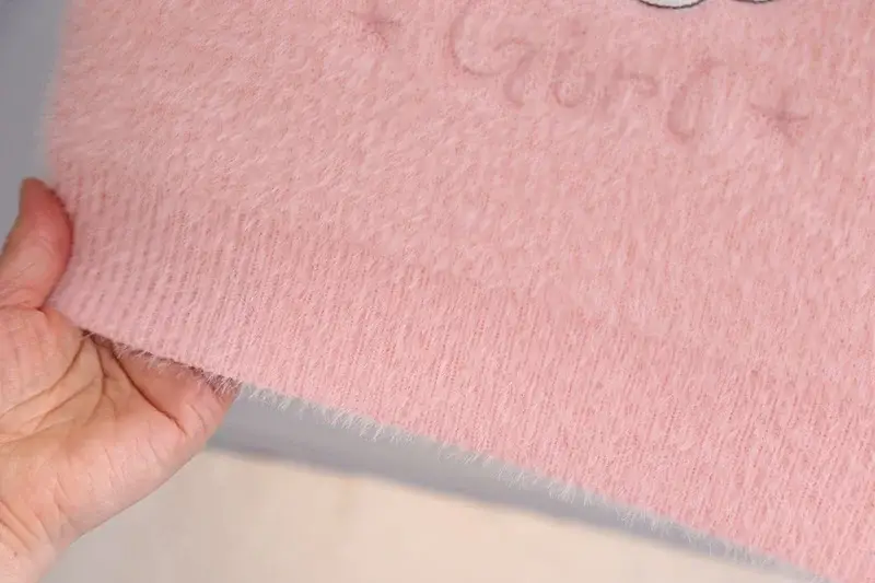 Pink Plush Crewneck Sweater for Girls Baby Girls Winter — feature 7