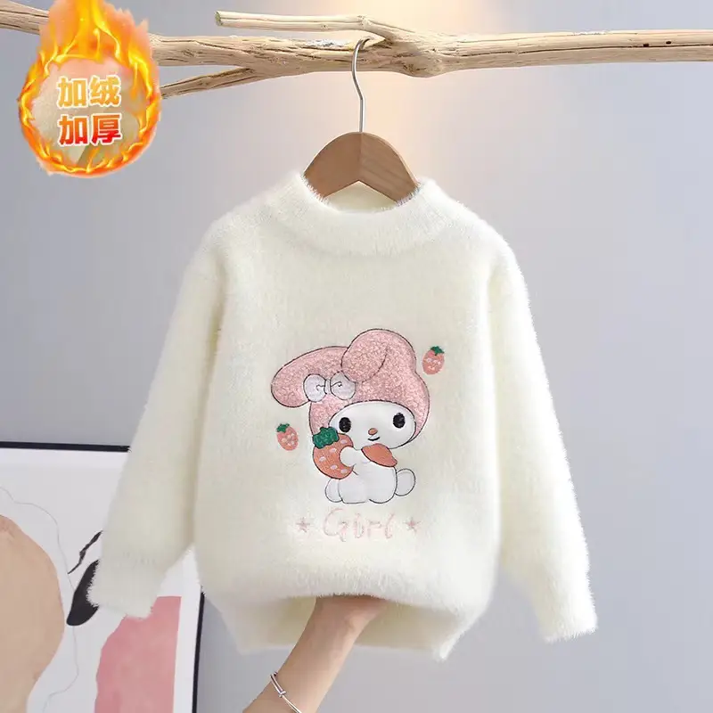Pink Plush Crewneck Sweater for Girls Baby Girls Winter - Image 4