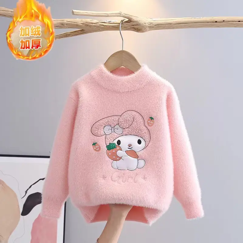 Pink Plush Crewneck Sweater for Girls Baby Girls Winter - Image 5