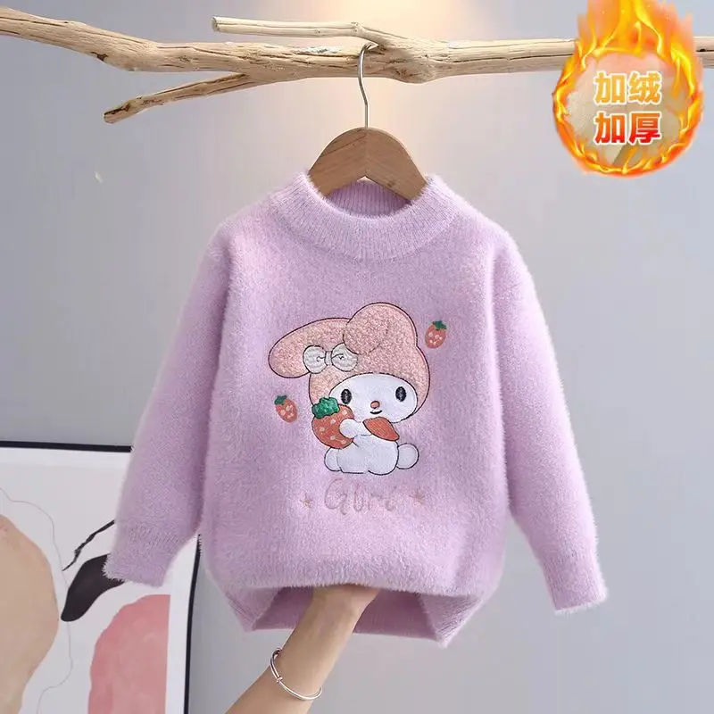 Pink Plush Crewneck Sweater for Girls Baby Girls Winter - Image 6