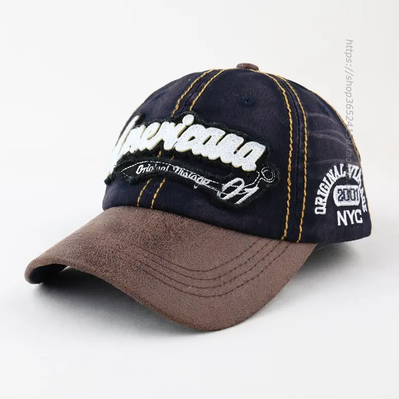 Men Korean Retro Distressed Baseball Cap Brown Orange - Image 6