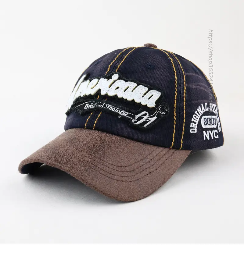 Men Korean Retro Distressed Baseball Cap Brown Orange — feature 1
