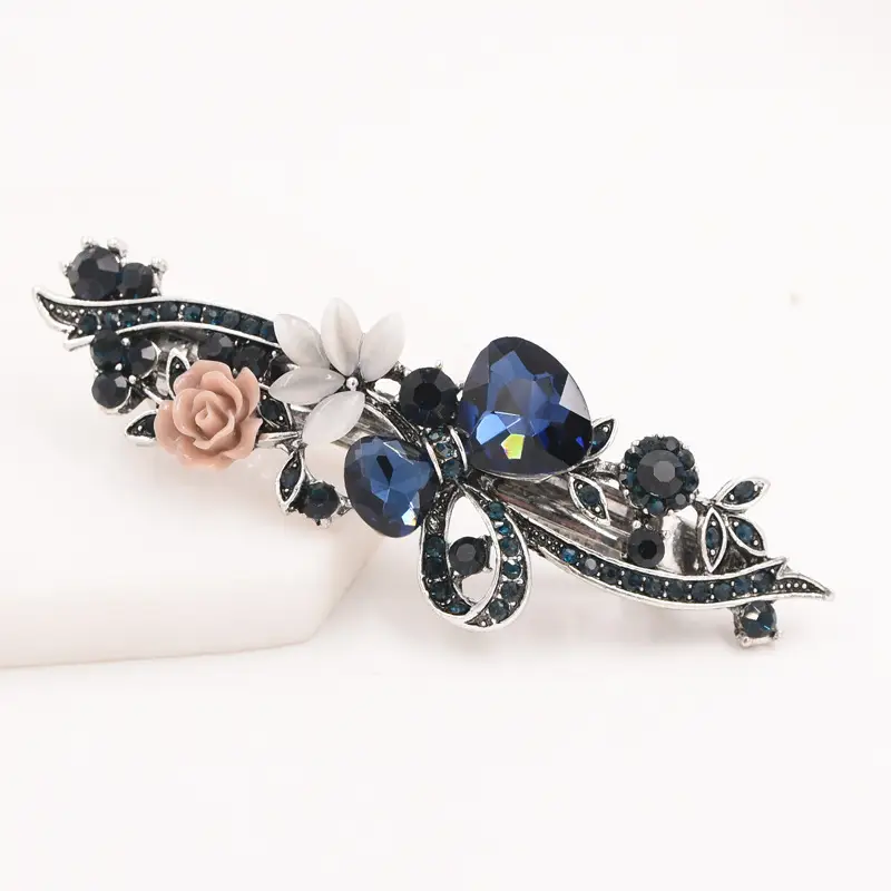Retro Pearl Bow Tie Hairpin with Flower Design - Image 5