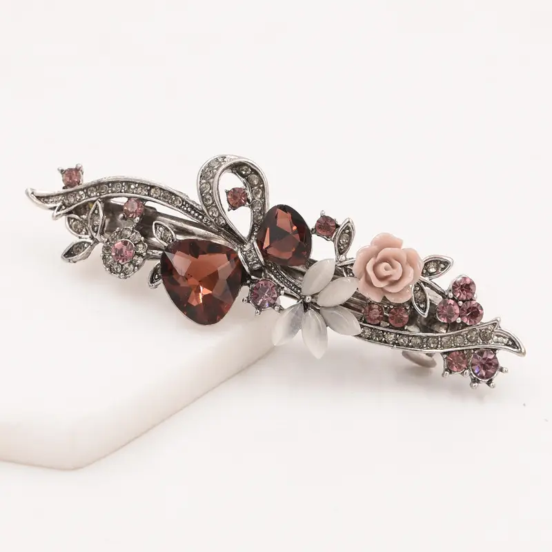 Retro Pearl Bow Tie Hairpin with Flower Design - Image 6
