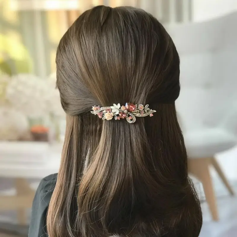 Retro Pearl Bow Tie Hairpin with Flower Design — feature 10