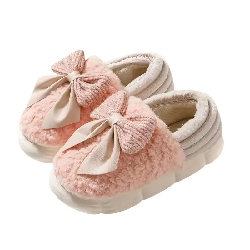 Bow-Knot Cotton Slippers for Women with Thick Soles for Autumn and Winter, Warm Home Slippers, Non-Slip Outdoor Cotton Shoes for Women, Suitable for Home Use - Image 12