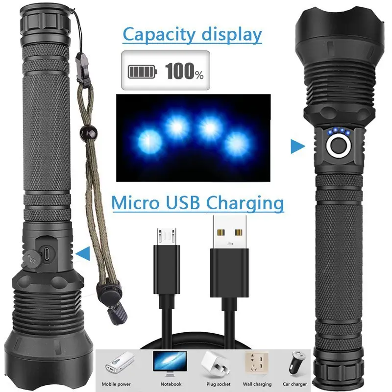 USB Rechargeable Telescopic Zoom Flashlight P50 - Image 3
