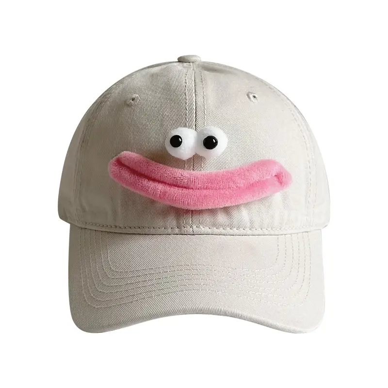 Cute Cartoon Cap for Women Black White Peaked Hat