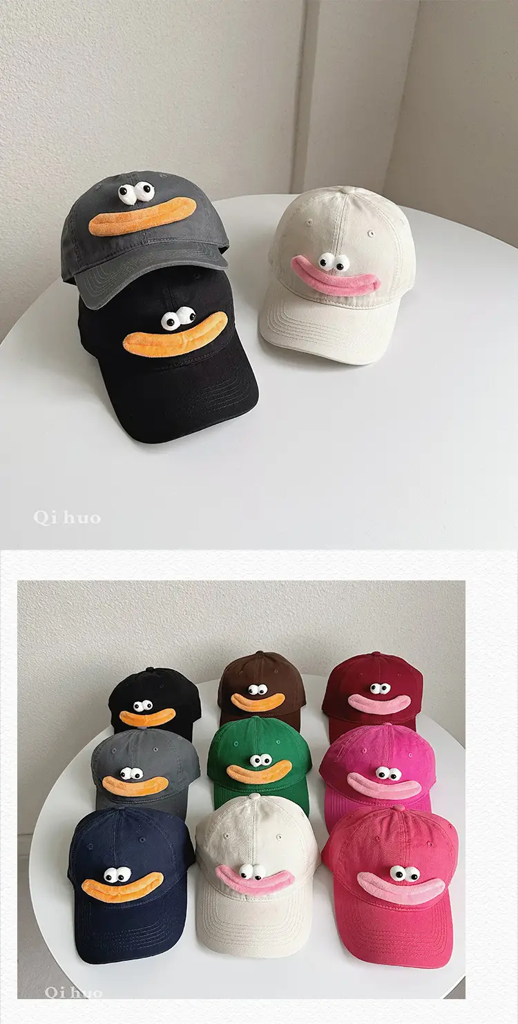 Cute Cartoon Cap for Women Black White Peaked Hat — feature 25