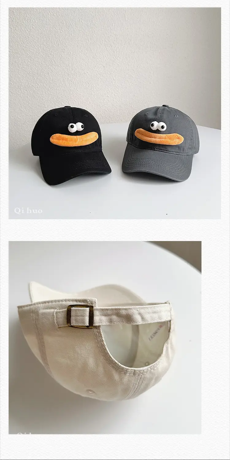Cute Cartoon Cap for Women Black White Peaked Hat — feature 27